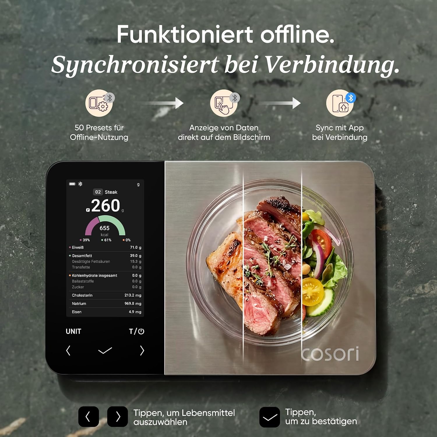 COSORI NutriLens Smarte Küchen- und Ernährungswaage