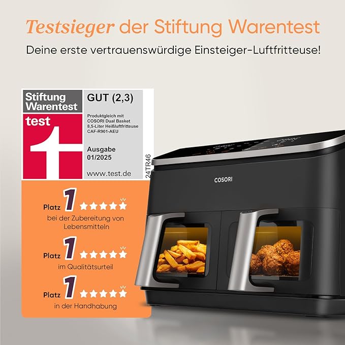 COSORI Dual Basket 8,5-Liter Heißluftfritteuse