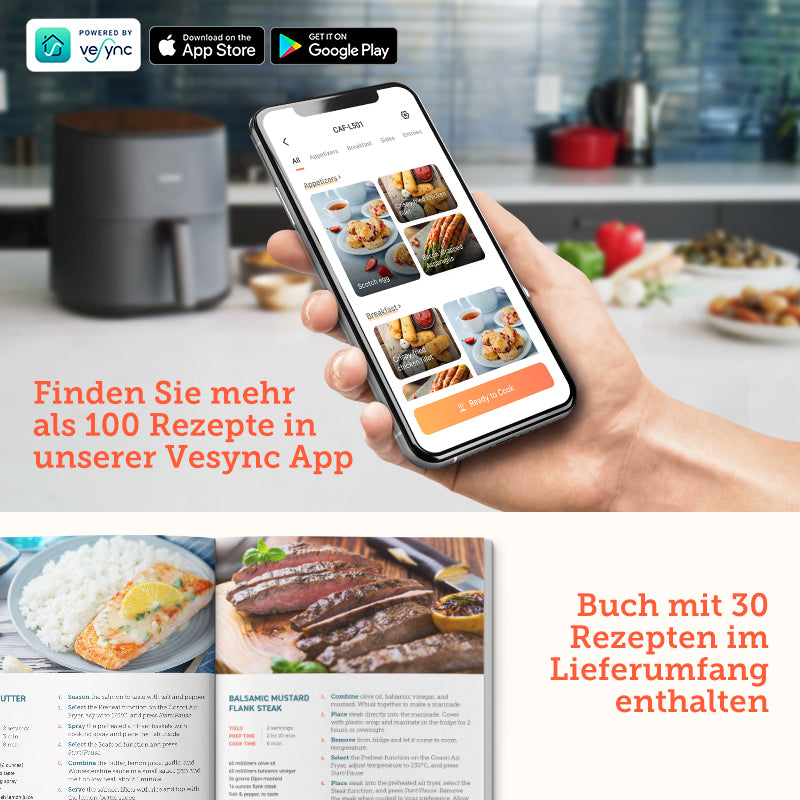 COSORI 4,7-Liter Heißluftfritteuse Dunkelgrau, Retail Exclusive