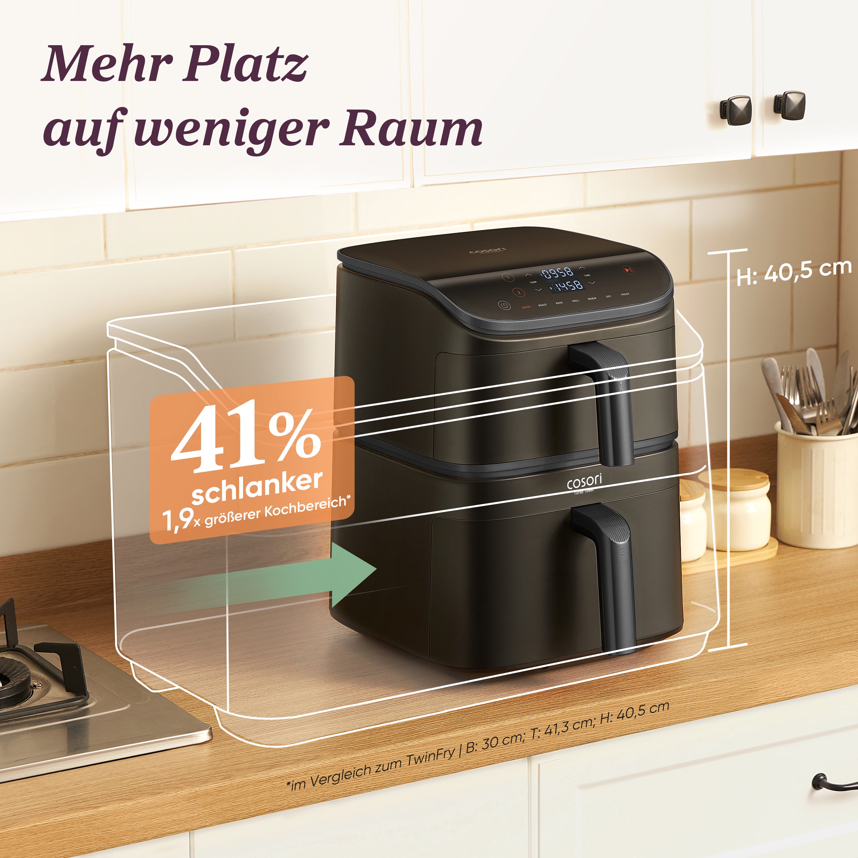 Cosori Turbo Tower™ 10,8-Liter Heißluftfritteuse-Gold