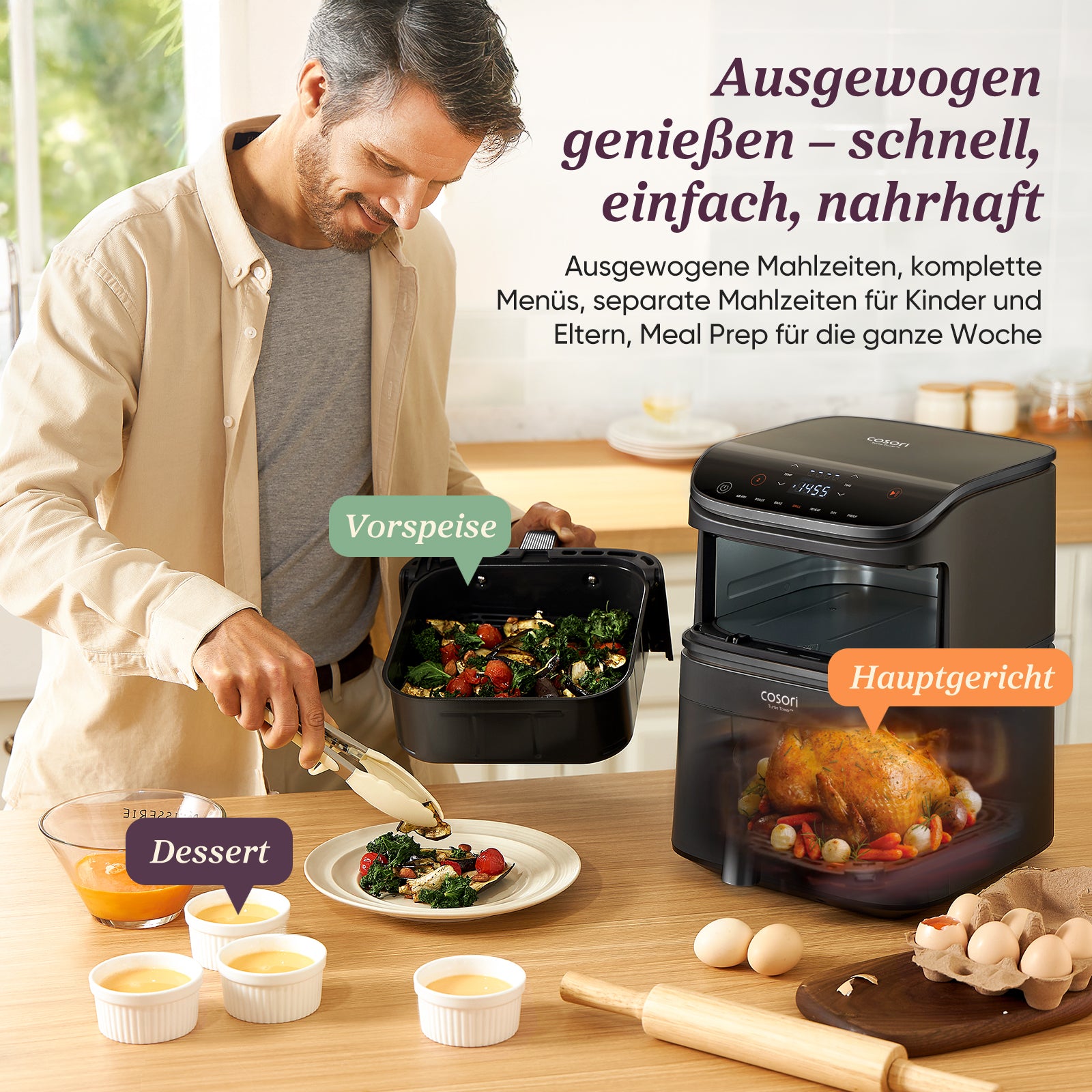 Cosori Turbo Tower™ 10,8-Liter Heißluftfritteuse-Gold
