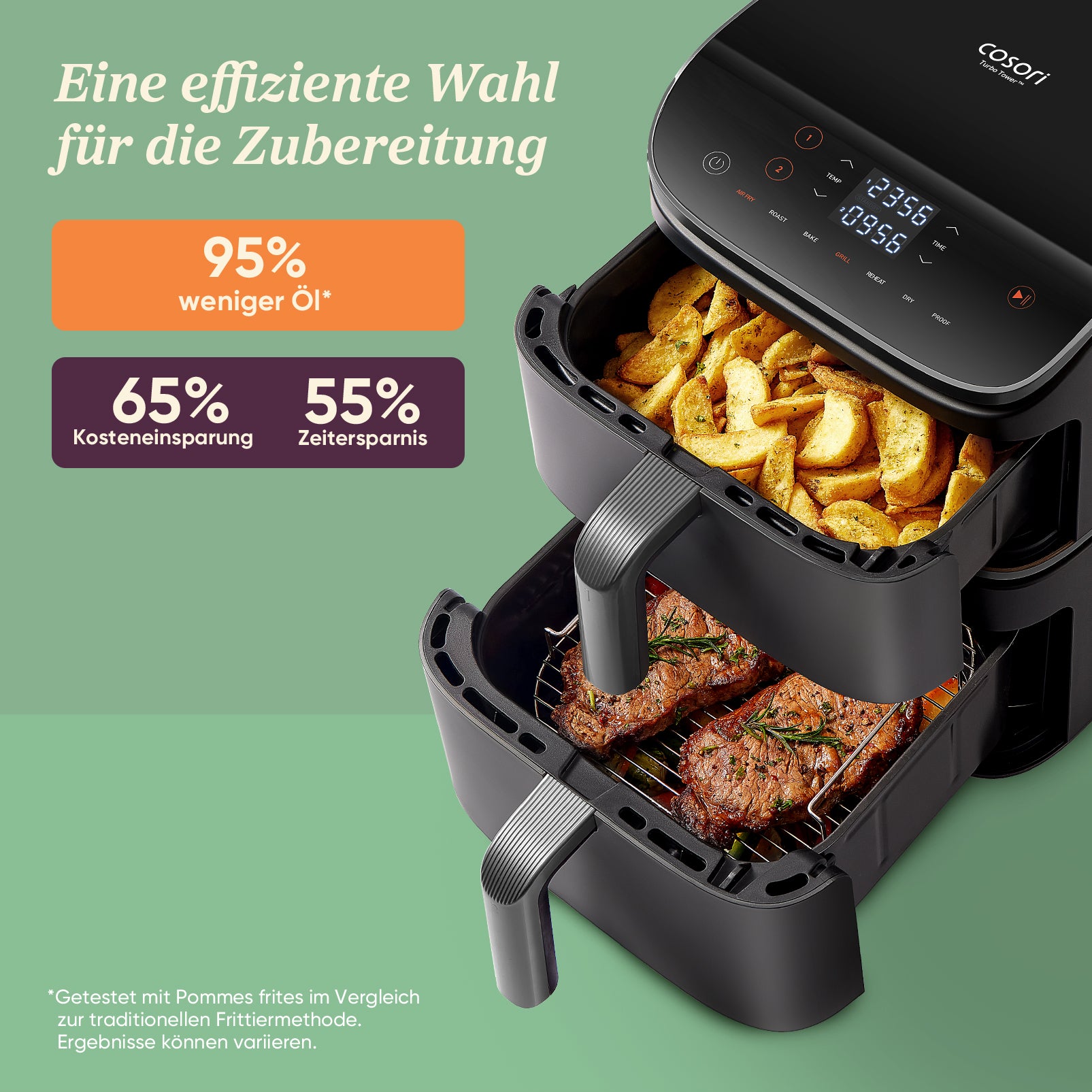 Cosori Turbo Tower™ 10,8-Liter Heißluftfritteuse-Gold