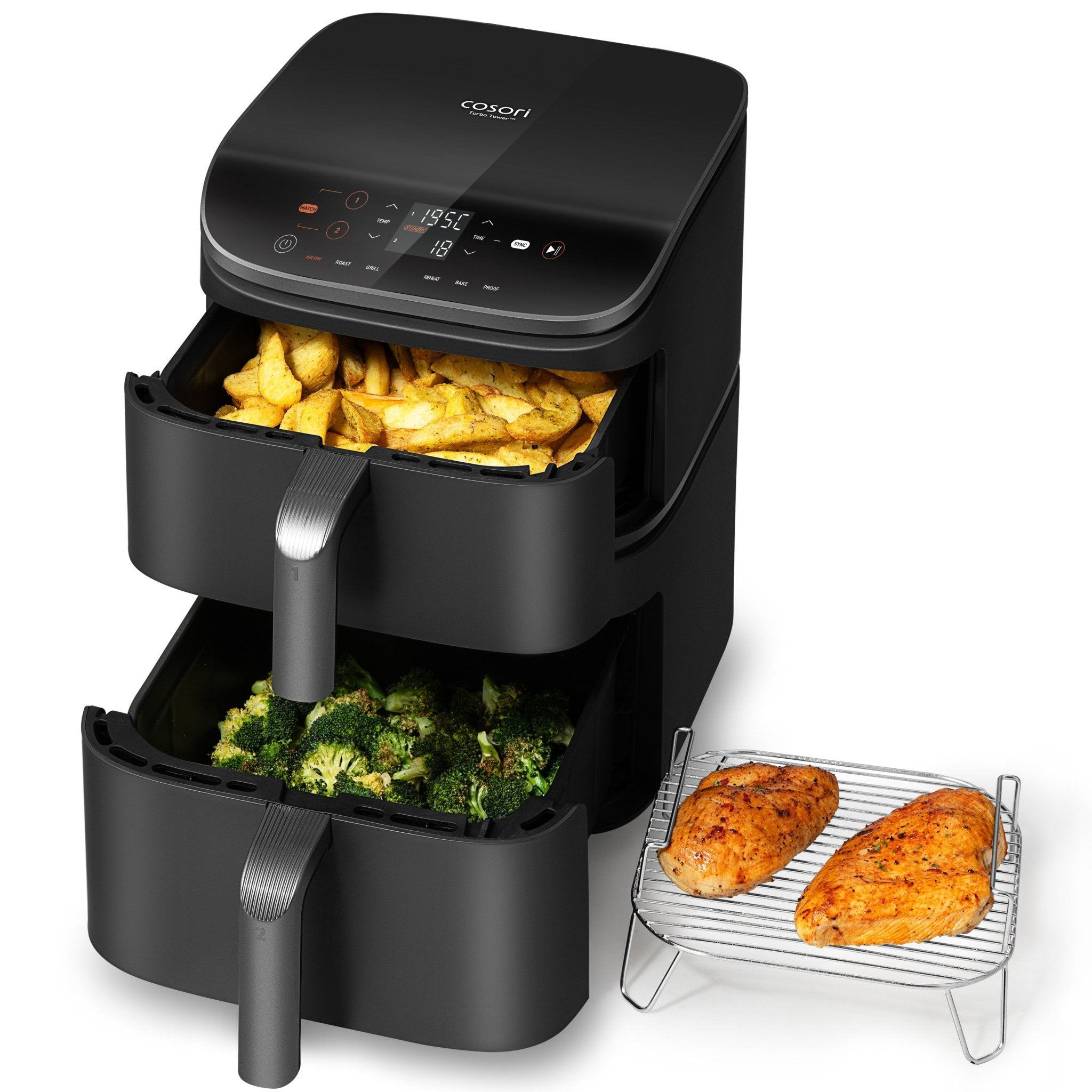 COSORI Airfryer, Heißluftfritteuse 2 Kammern, 10,8 L, Silbergrau - COSORI DE