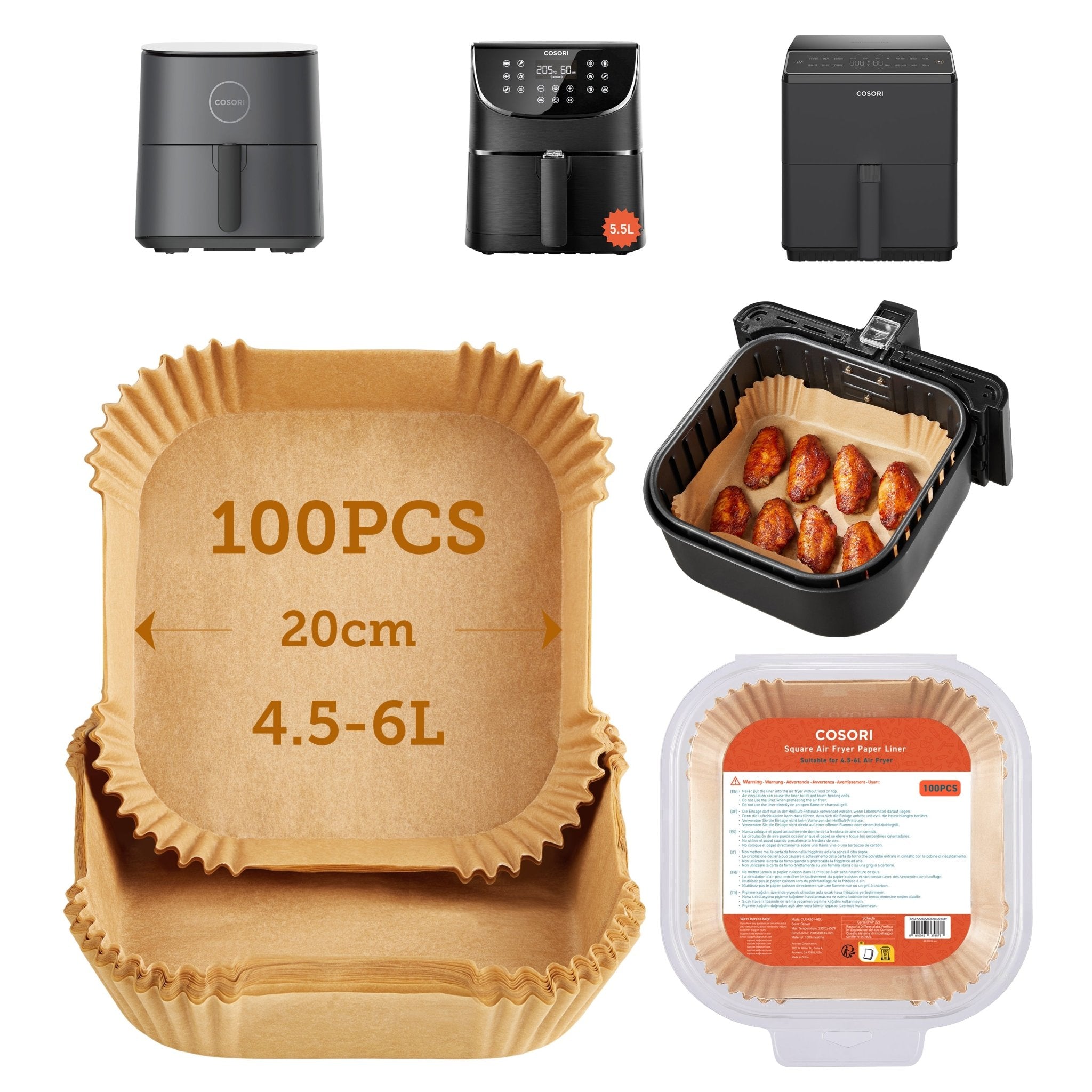 COSORI Backpapier für Heißluftfritteuse 4.5 - 6L - COSORI DE