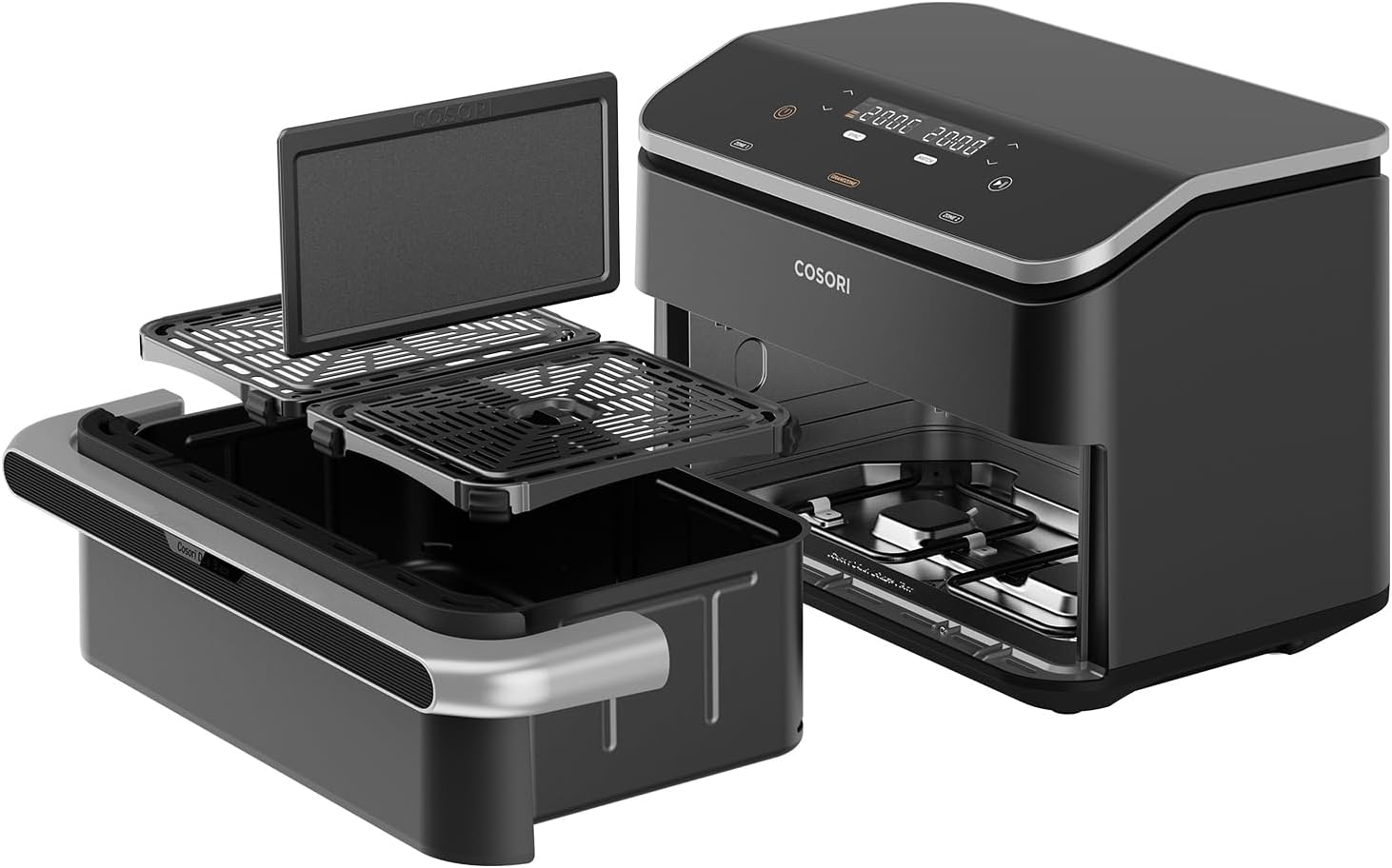 Herausnehmbares Innen- und Einsatzsystem der COSORI Twinfry Heißluftfritteuse für einfache Reinigung