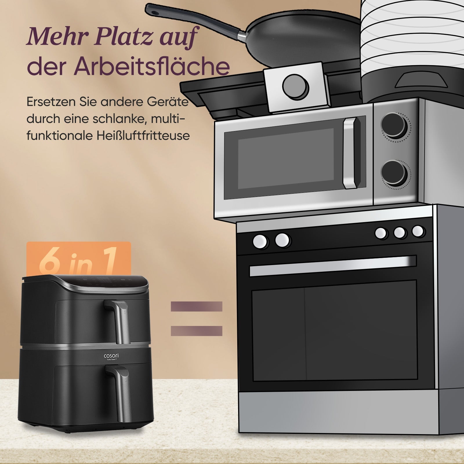 Zubereitung von drei Gerichten gleichzeitig mit der COSORI Turbo Tower Heißluftfritteuse