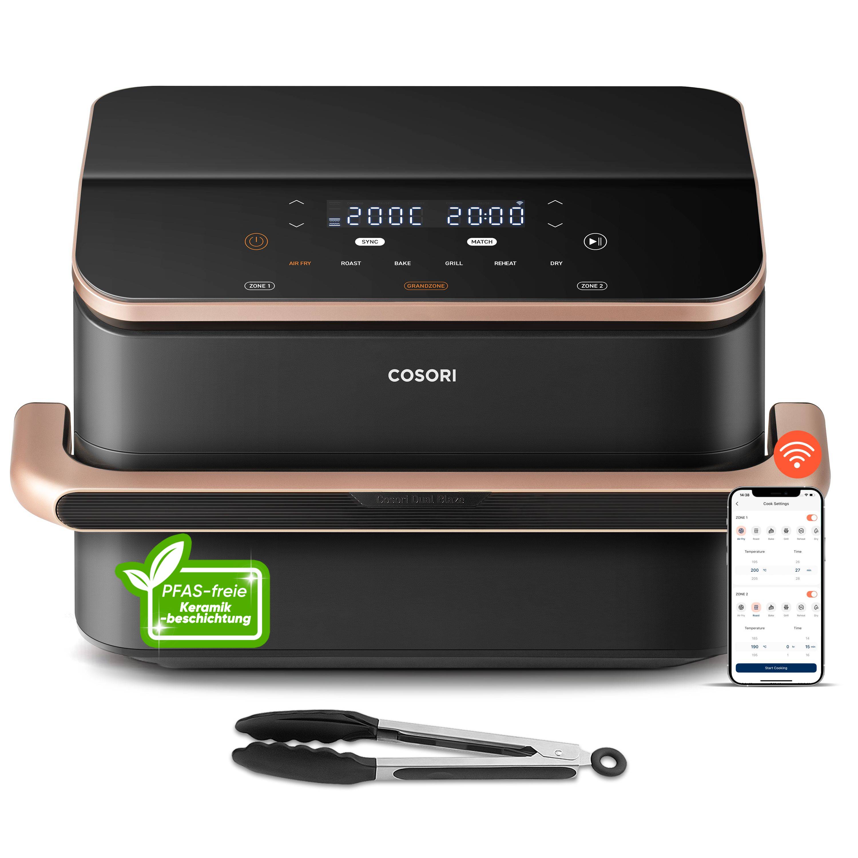 COSORI Dual Blaze Twinfry™ 10-Litre Heißluftfritteuse-Gold