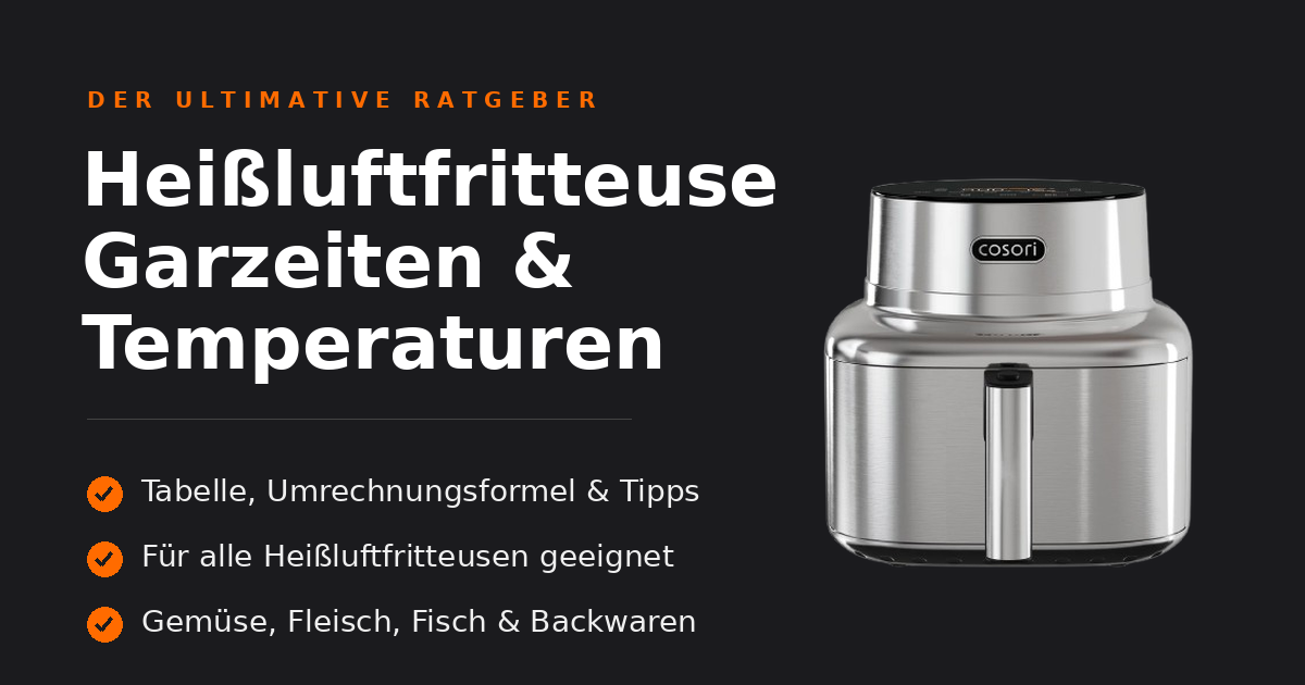 Der ultimative Ratgeber für Heißluftfritteuse Garzeiten & Temperaturen, mit Cosori Iconic Air Fryer.