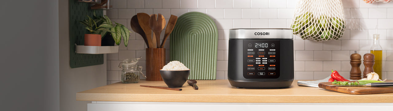 COSORI Reiskocher, Multikocher mit 17 Programme, Rice Cooker 1,8 L, Fuzzy-Logik, Dampfgarer mit Edestahleinsatz, Rezeptbuch, Slow Cooker, Premium Innentopf, Warmhaltefunktion, Timer