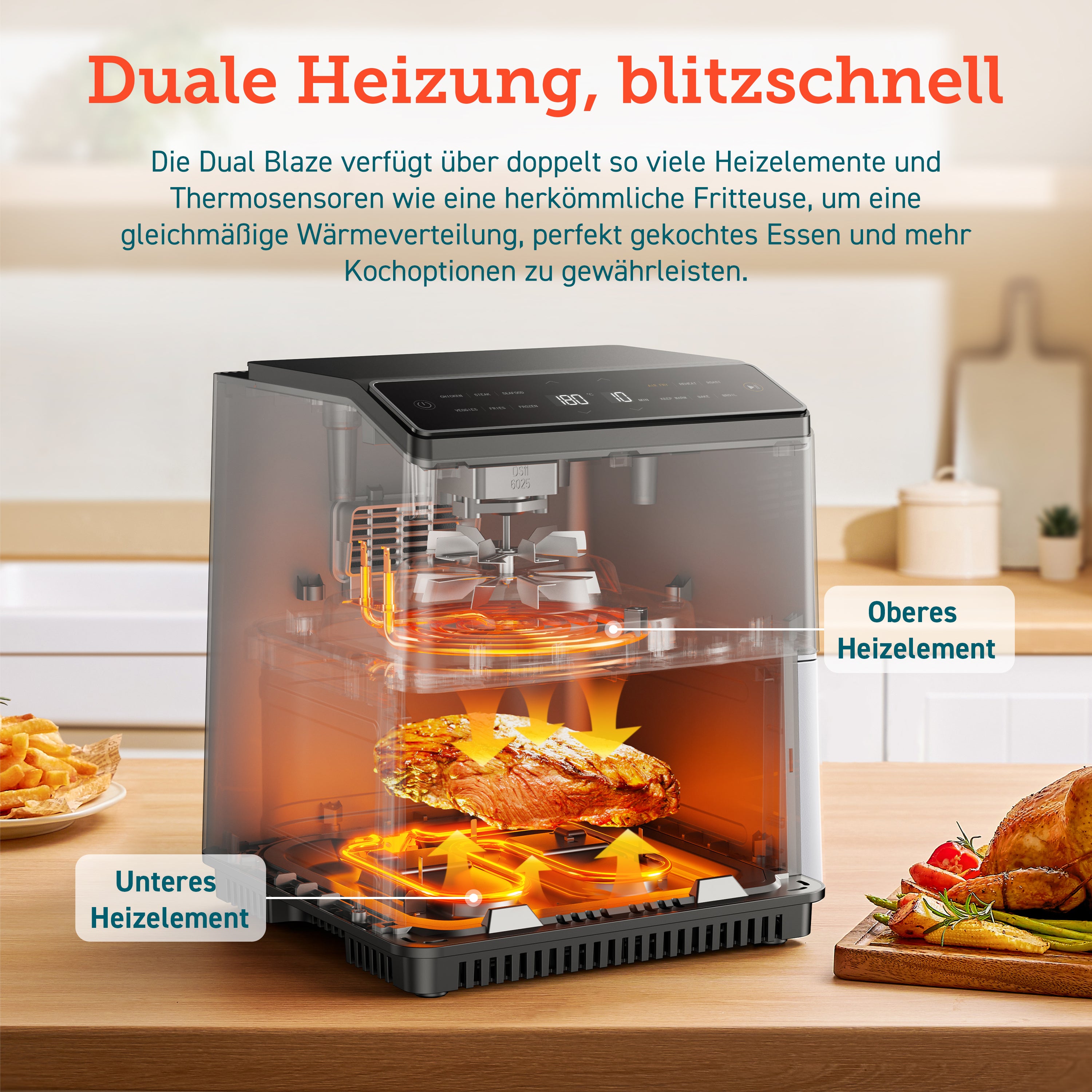 Cosori 6.4-Liter Smart Heißluftfritteuse Dual Blaze