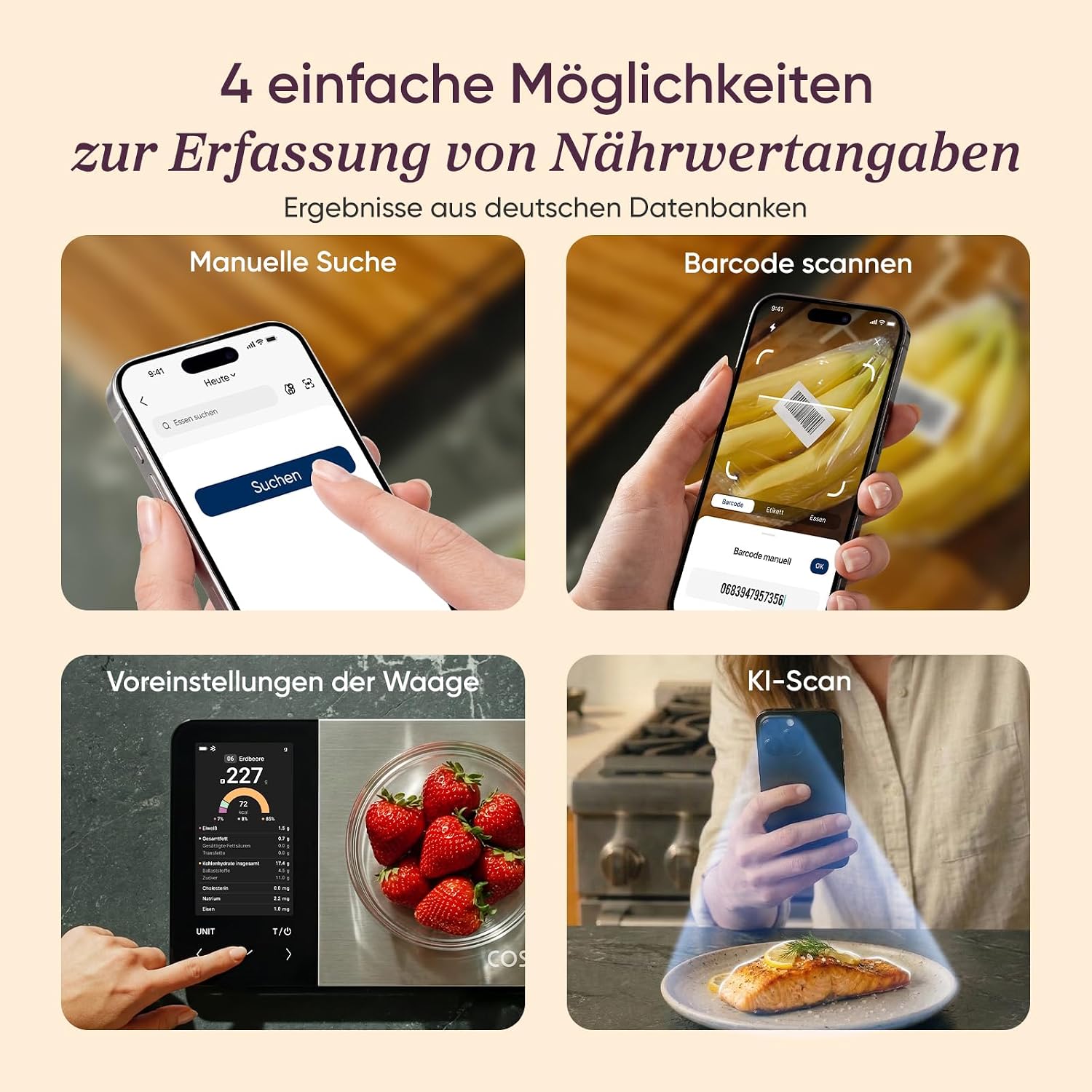 COSORI NutriLens Smarte Küchen- und Ernährungswaage