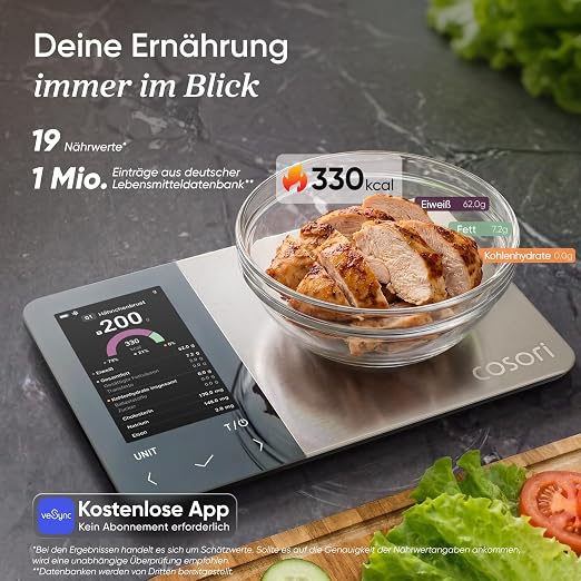 COSORI NutriLens Smarte Küchen- und Ernährungswaage