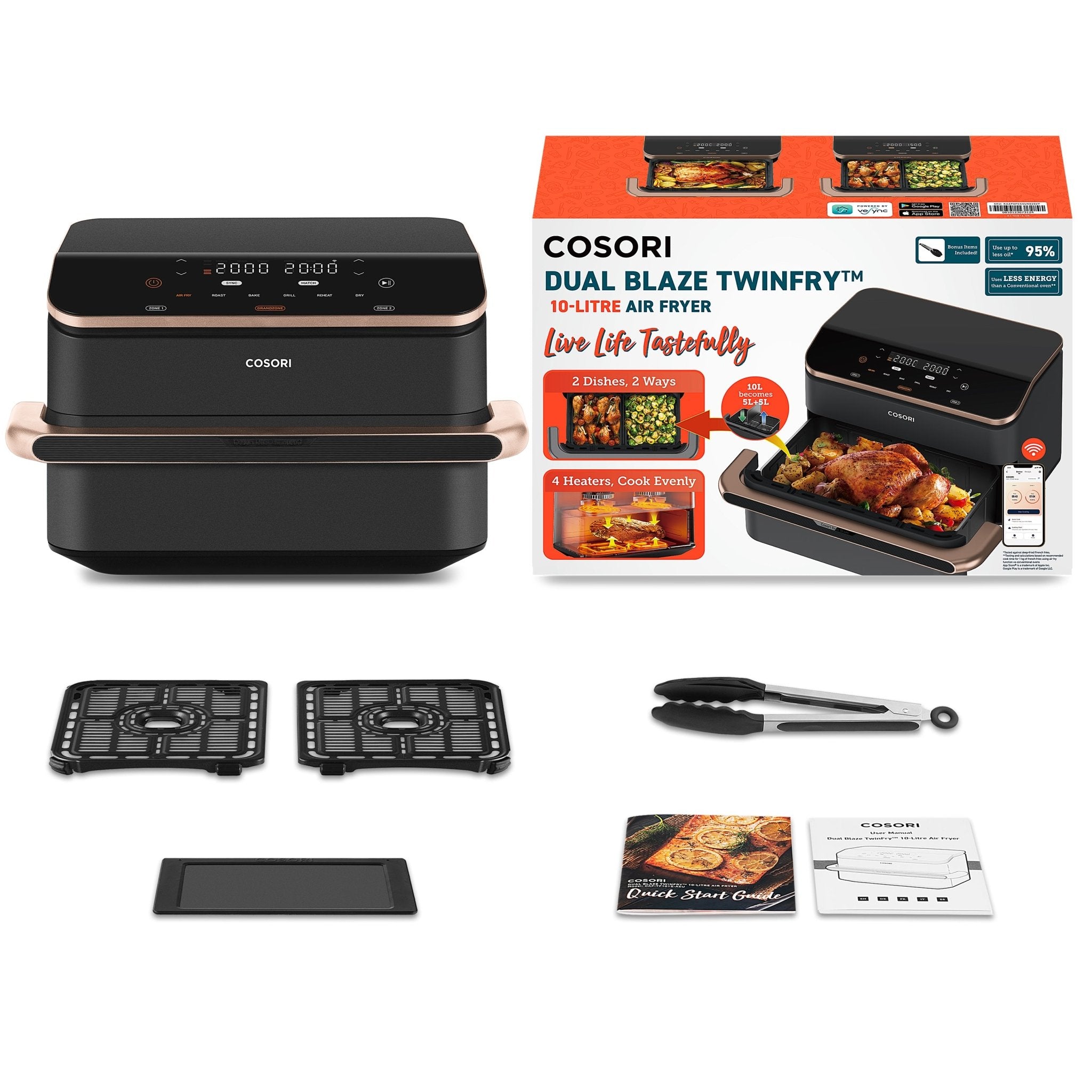 COSORI Dual Blaze Twinfry™ 10 - Litre Heißluftfritteuse - Gold - COSORI DE