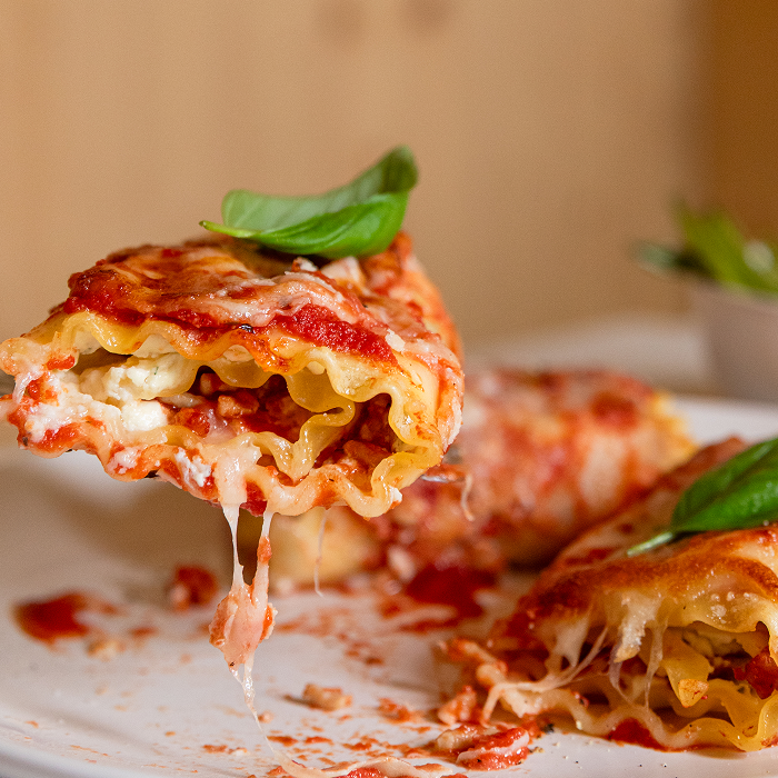Lasagneröllchen mit Zitronen-Bohnen